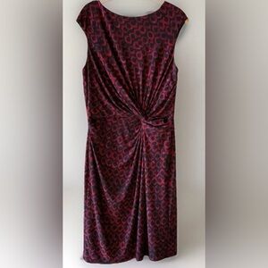 NWT Lauren Ralph Lauren Sleeveless Red/Burgundy and Black Midi Dress-Sz 14